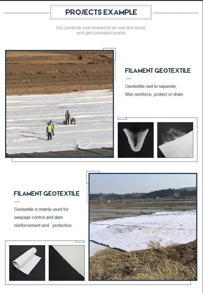 White Filtration Dam Liner China Blanket Geotextile رخيصة 200-800GSM 2