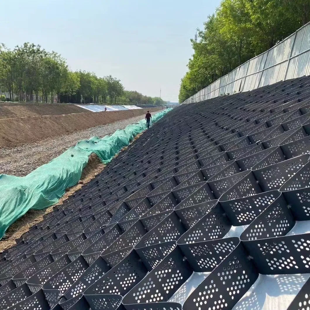 الخلية الجيولوجية HDPE ذات القوة العالية 50 ملم لحماية منحدر الطريق 3