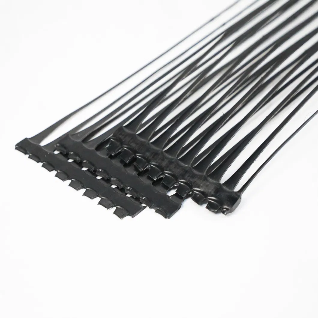 PP PE البلاستيكية ذات الاتجاه الواحد أحادي المحور البوليستر Geogrid Gravel Grid استقرار الأرض لتعزيز التربة 4