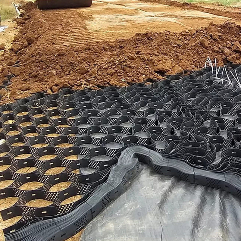 نظام الحبس الخلوي عالي النسيج حشيش العسل HDPE Geocell للطريق الأساس حماية المنحدرات موقف للسيارات طريق القيادة الحائط