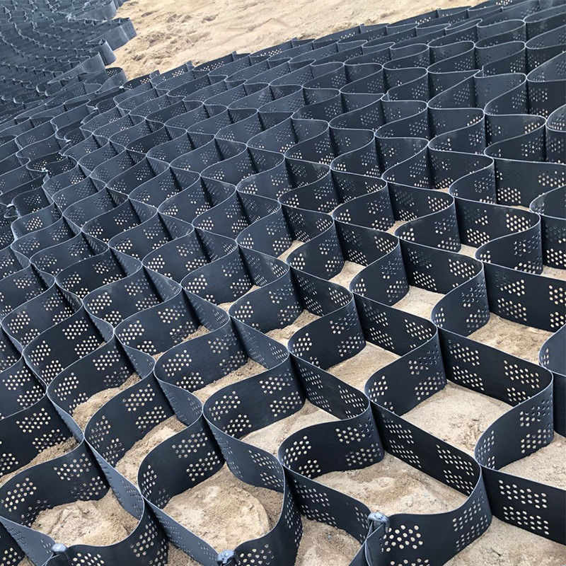 نظام الحبس الخلوي عالي النسيج حشيش العسل HDPE Geocell للطريق الأساس حماية المنحدرات موقف للسيارات طريق القيادة الحائط
