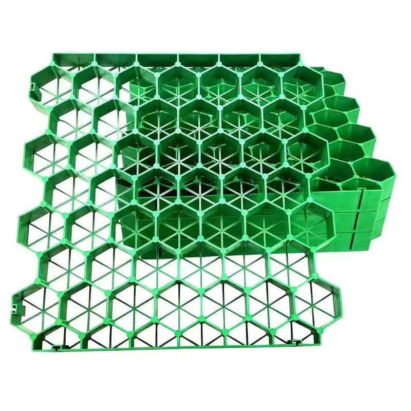 الشبكة العشبية HDPE الشركة المصنعة الشبكة العشبية الحصى البلاستيكية الشبكة العشبية للطريق والمواقف الخضراء الأسود اللون