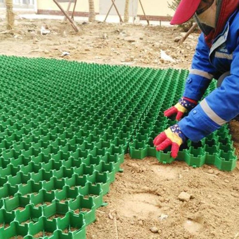 الشبكة العشبية HDPE الشركة المصنعة الشبكة العشبية الحصى البلاستيكية الشبكة العشبية للطريق والمواقف الخضراء الأسود اللون