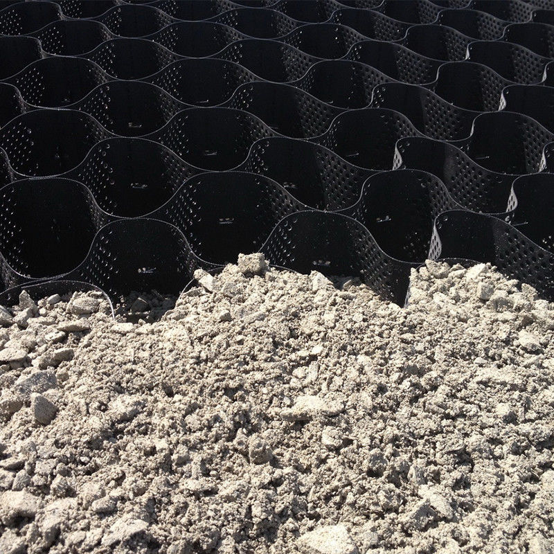 HDPE Geocell البلاستيكي الشبكة المرصوفة الأسود HDPE Geocell لتعزيز القبو الناعم مستقر الحصى منخفض التكلفة Geocell في بناء الطرق