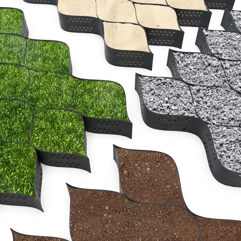 شبكة جيوسيل بلاستيكية من البولي إيثيلين عالي الكثافة مرصوفة جيوسيل من البولي إيثيلين عالي الكثافة لتقوية الأساسات اللينة منخفضة التكلفة مثبت الحصى جيوسيل في بناء الطرق