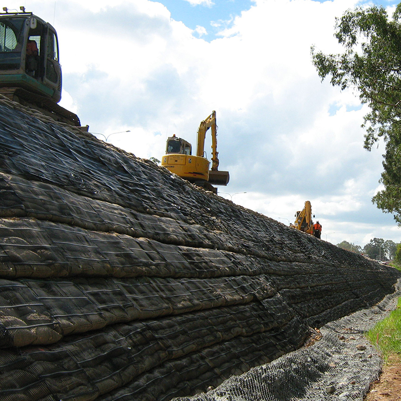 تقوية ثنائية المحور بلاستيك PP PE أحادي المحور مركب ممتد HDPE شبكة أرضية بناء الطرق والسكك الحديدية