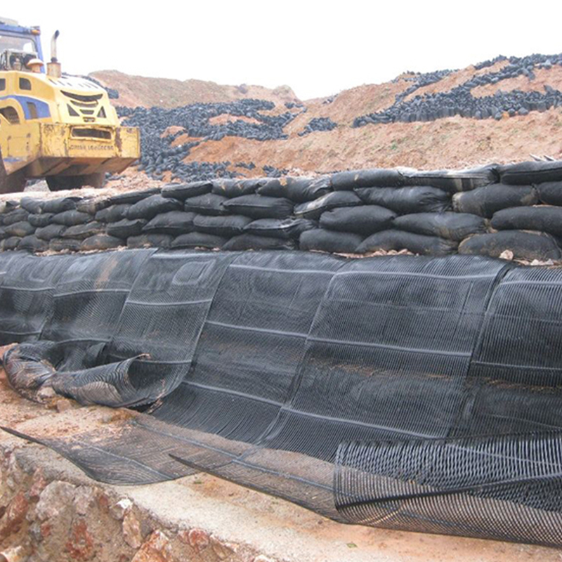 تقوية ثنائية المحور بلاستيك PP PE أحادي المحور مركب ممتد HDPE شبكة أرضية بناء الطرق والسكك الحديدية